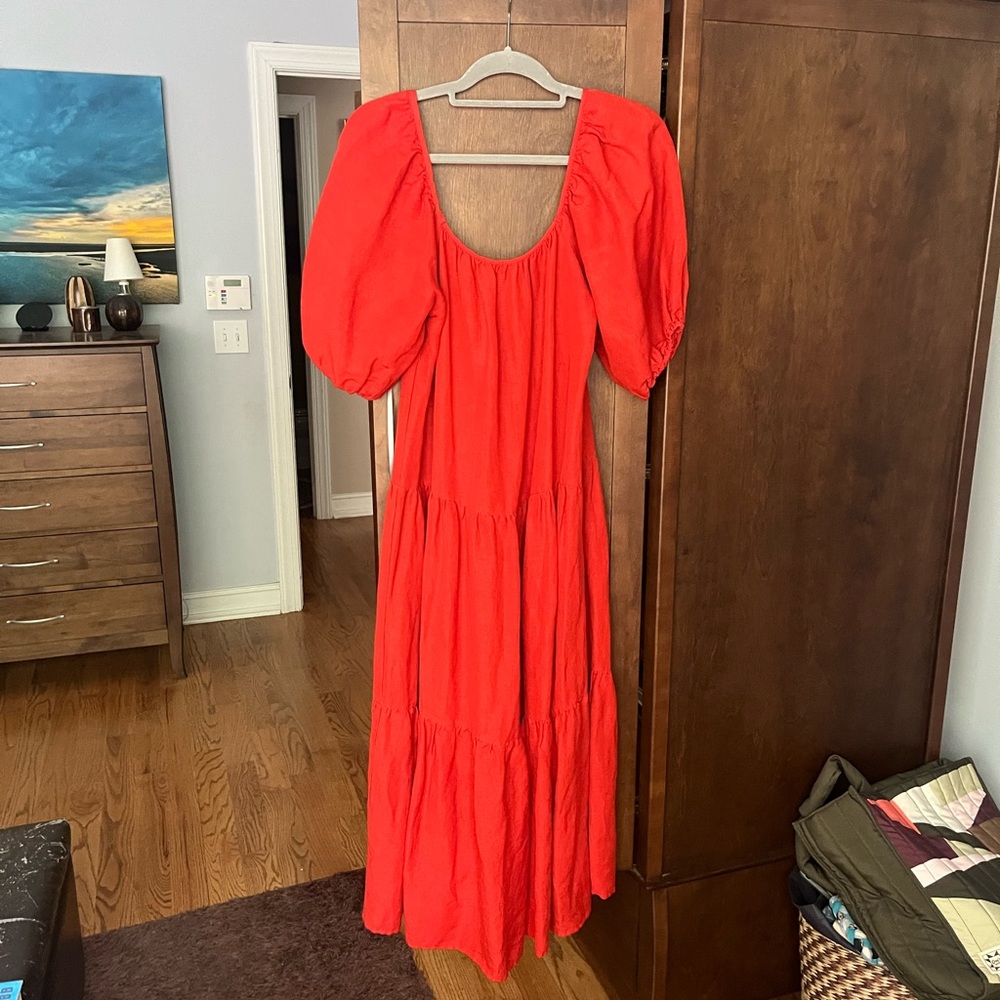SOLID & STRIPED Puff-Sleeve Banded-Lawn Trapeze Dress - Picture 2 of 11